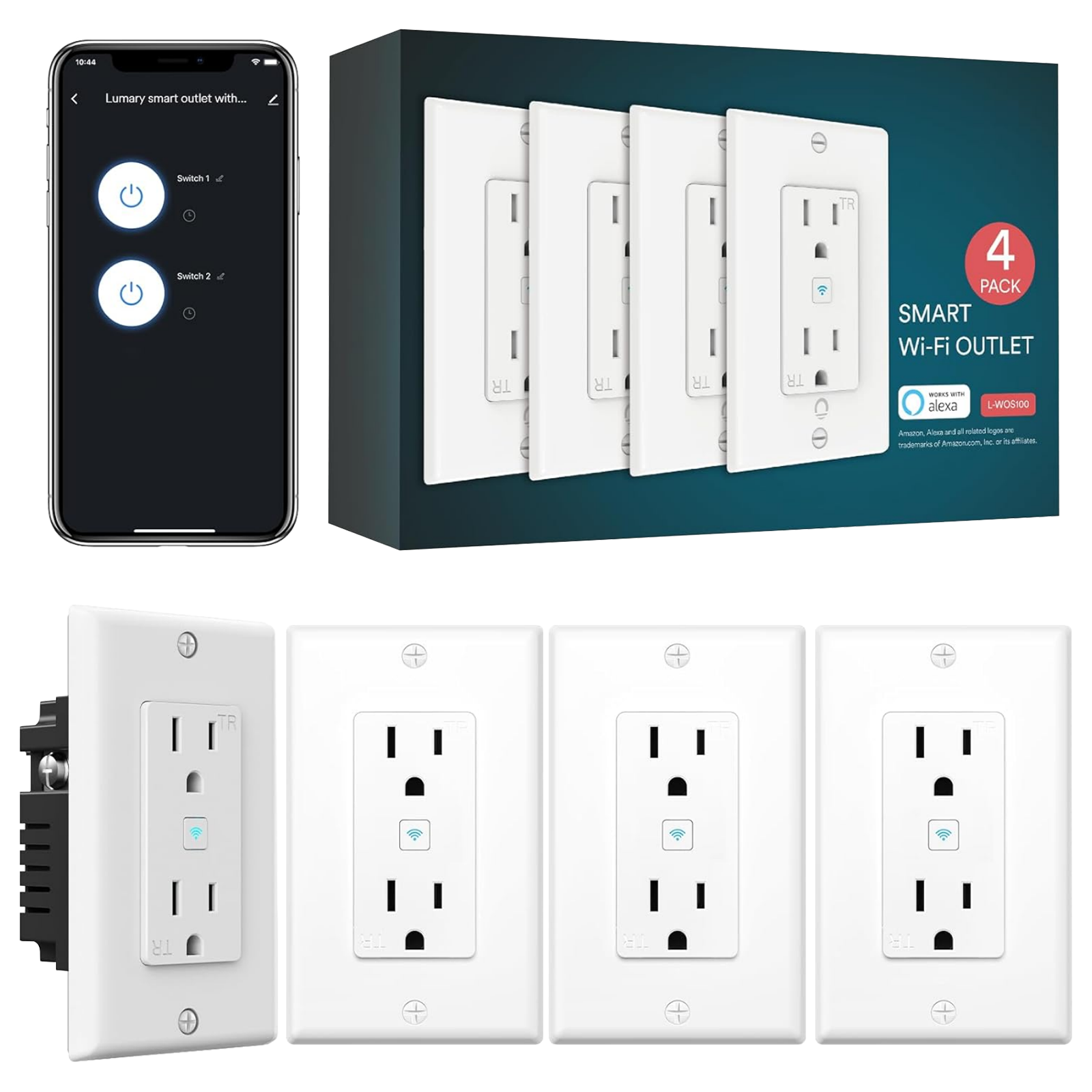 Lumary Smart Wi-Fi Wall Smart Outlet 4PCS