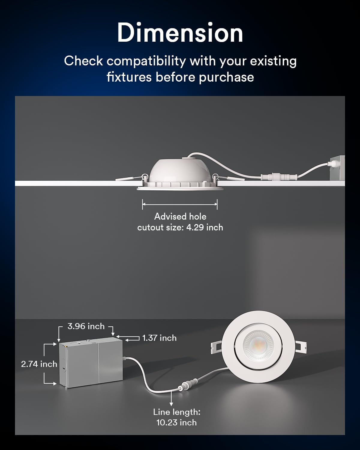 Lumary Wi-Fi Smart Gimbal Recessed Light 4 inch 9W 4PCS