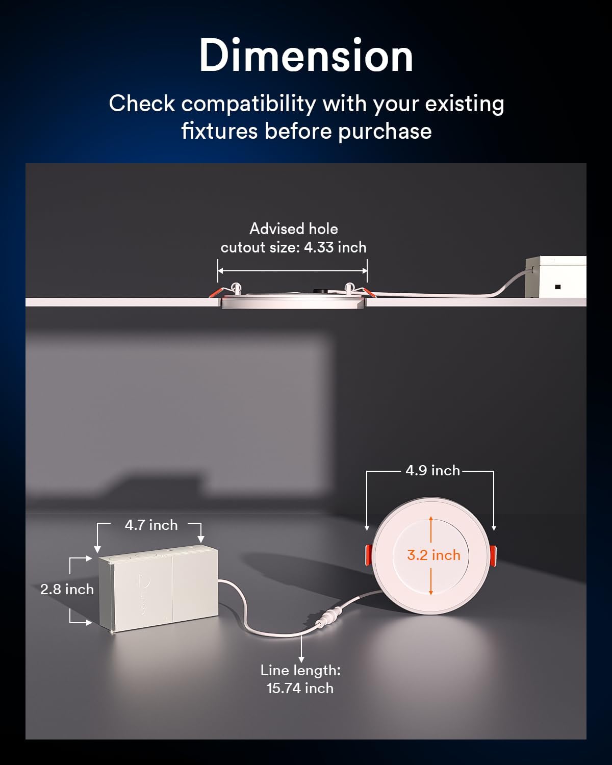 Lumary 4 inch Smart RGBAI Recessed Light with Gradient Auxiliary Night Light
