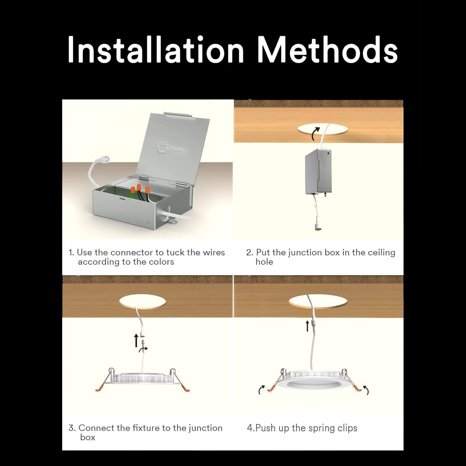 WiFi Smart Ultra-Thin Baffle Trim Recessed Lighting 6inch 4PCS (With Remote Cotroller)