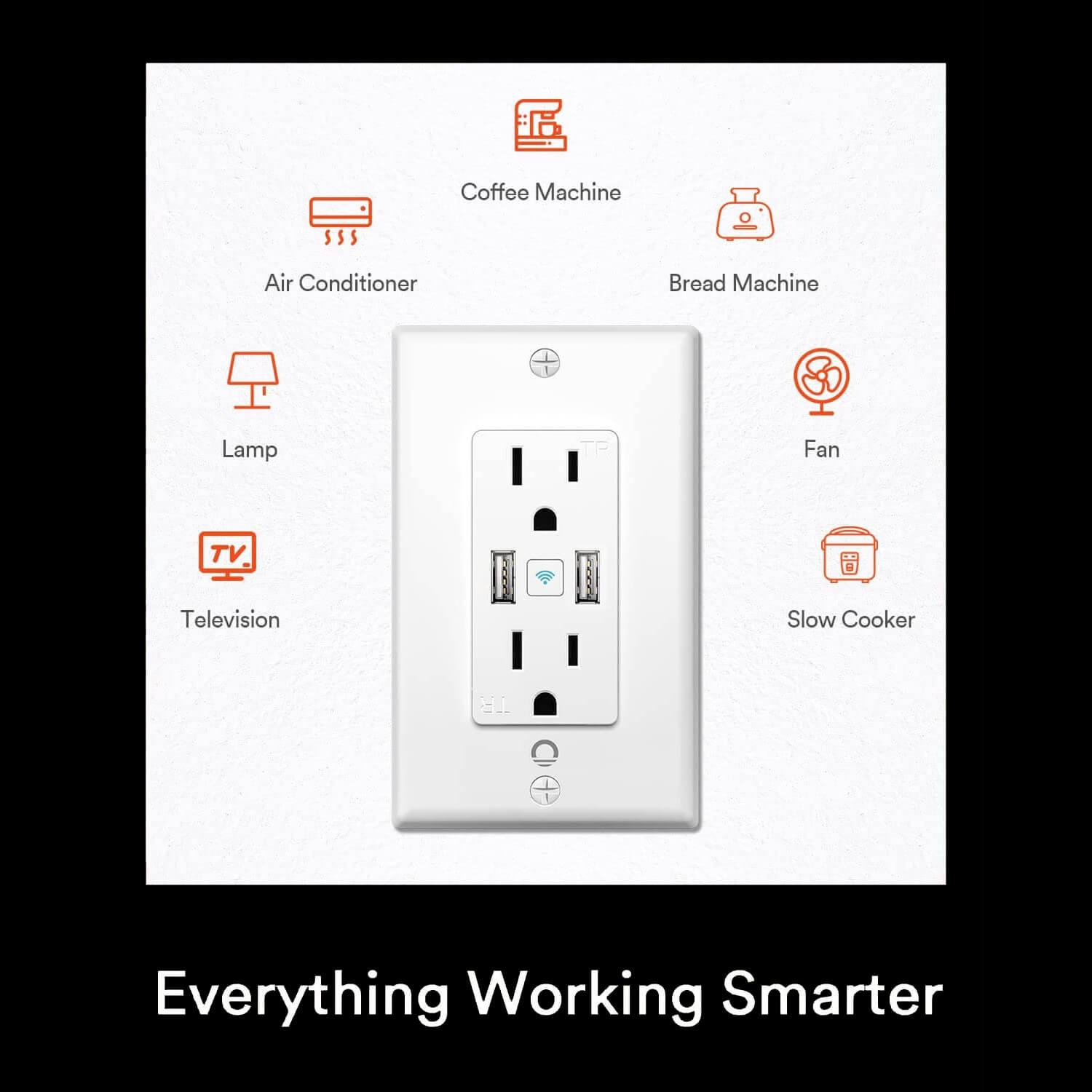 Lumary Smart Outlet USB in Wall Plug Wi-Fi Socket