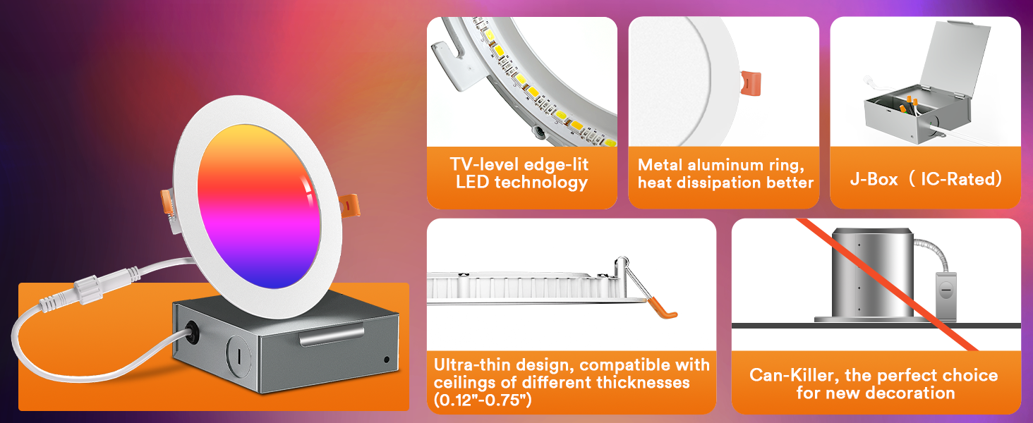 Lumary Wi-Fi Smart Canless Recessed Lighting 4 inch
