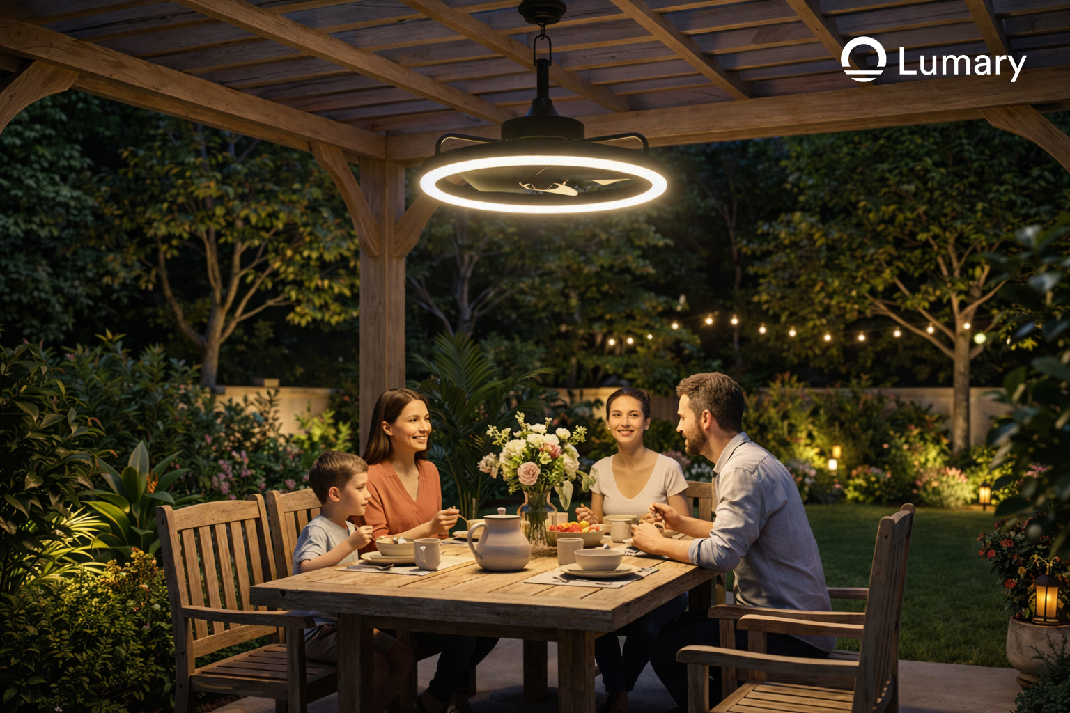 Lumary Smart Outdoor Ceiling Fan with Light