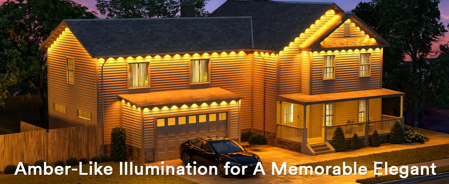 Permanent outdoor eaves lights