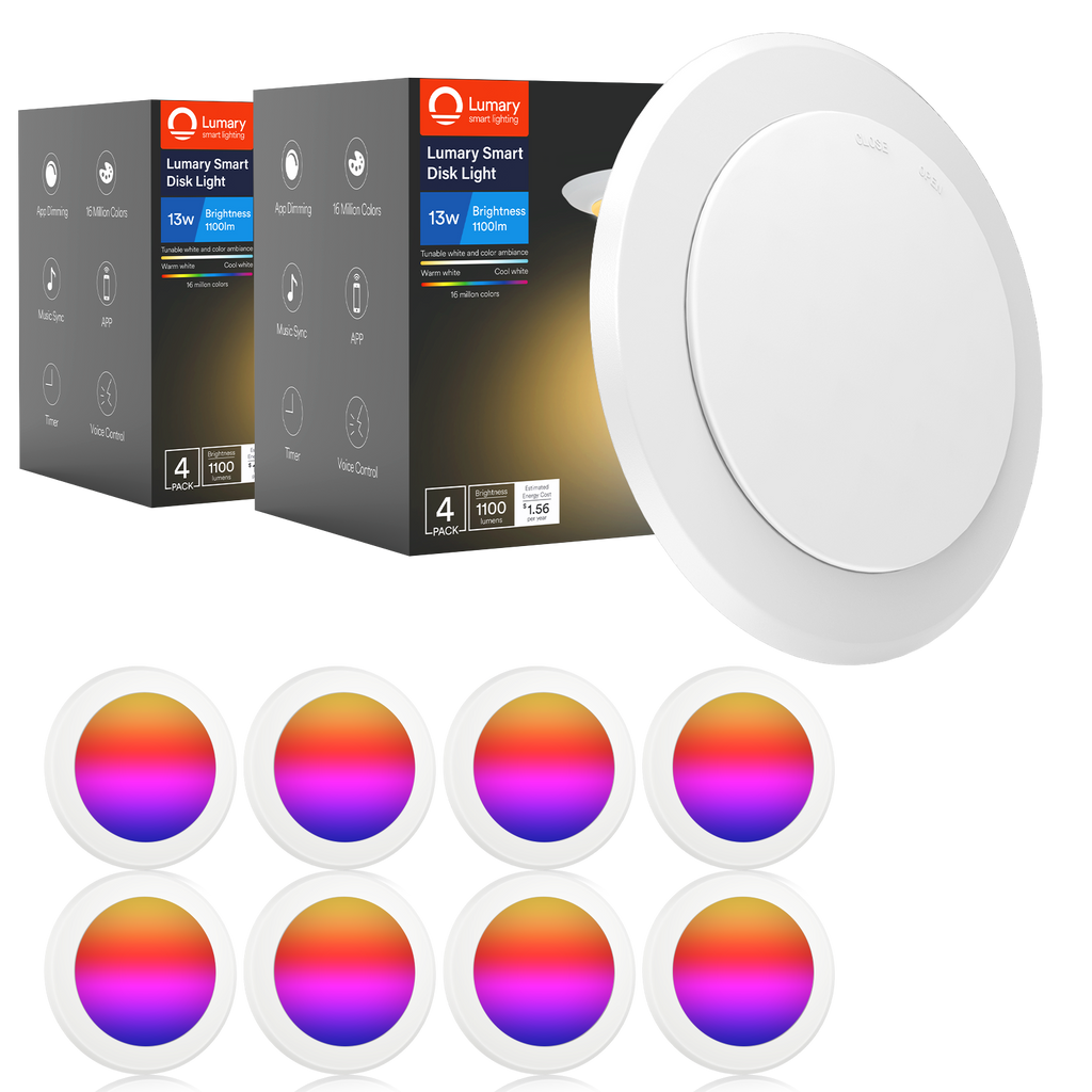 Lumary Wi-Fi Smart LED Disk Ceiling Light 13W 5/6 inch (Model B) 8PCS