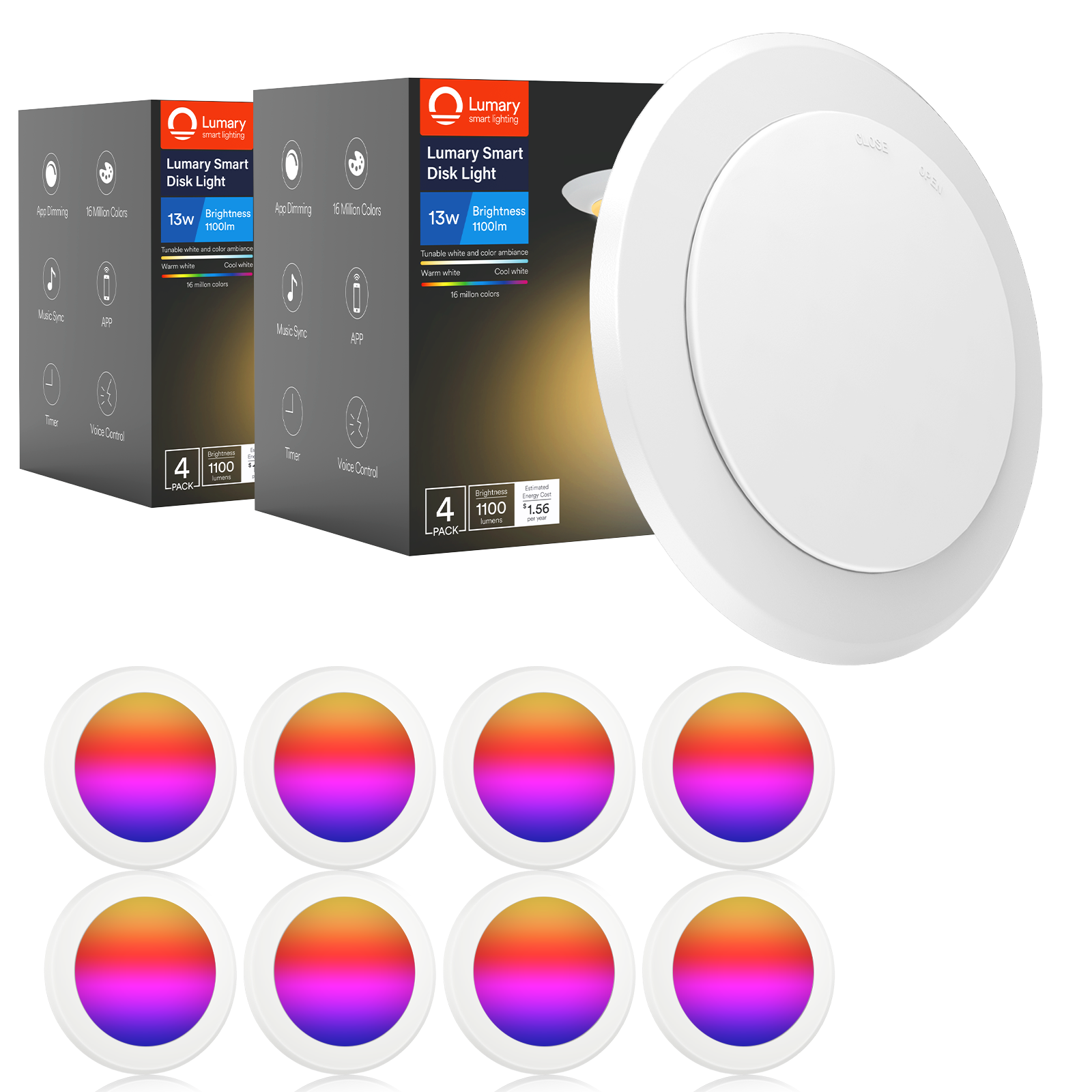 Lumary Smart LED Disk Light Color Changing Surface Mount Lights