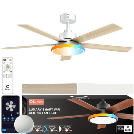 Lumary 52" Smart Ceiling Fans with RGBAI Lights