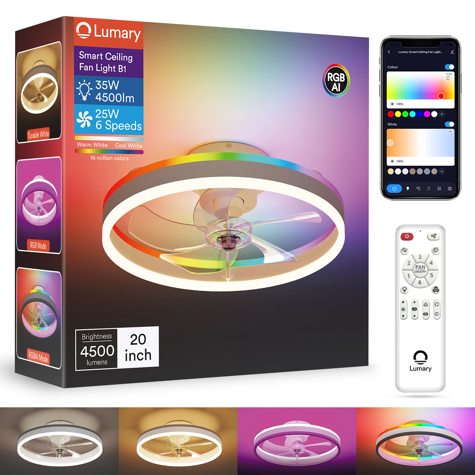 Lumary Smart Ceiling Fans with Lights