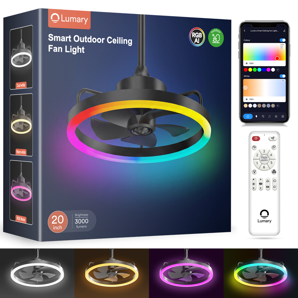 Lumary Smart Outdoor Ceiling Fan with Light