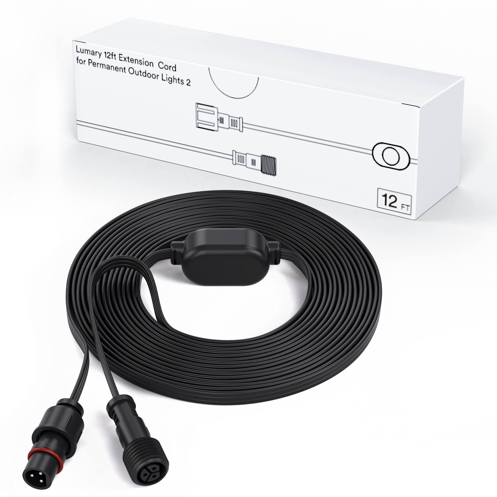 Lumary 12ft Extension Cord for Permanent Outdoor LIghts 2