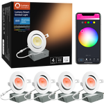 Lumary RGBAI Smart Recessed Lighting 4 Inch With Gradient Accent And Night Ring, 9W 780LM WiFi Canless Wafer Downlight With Junction Box, LED Downlight Work With Alexa/Google Assistant/Siri, 1PCS