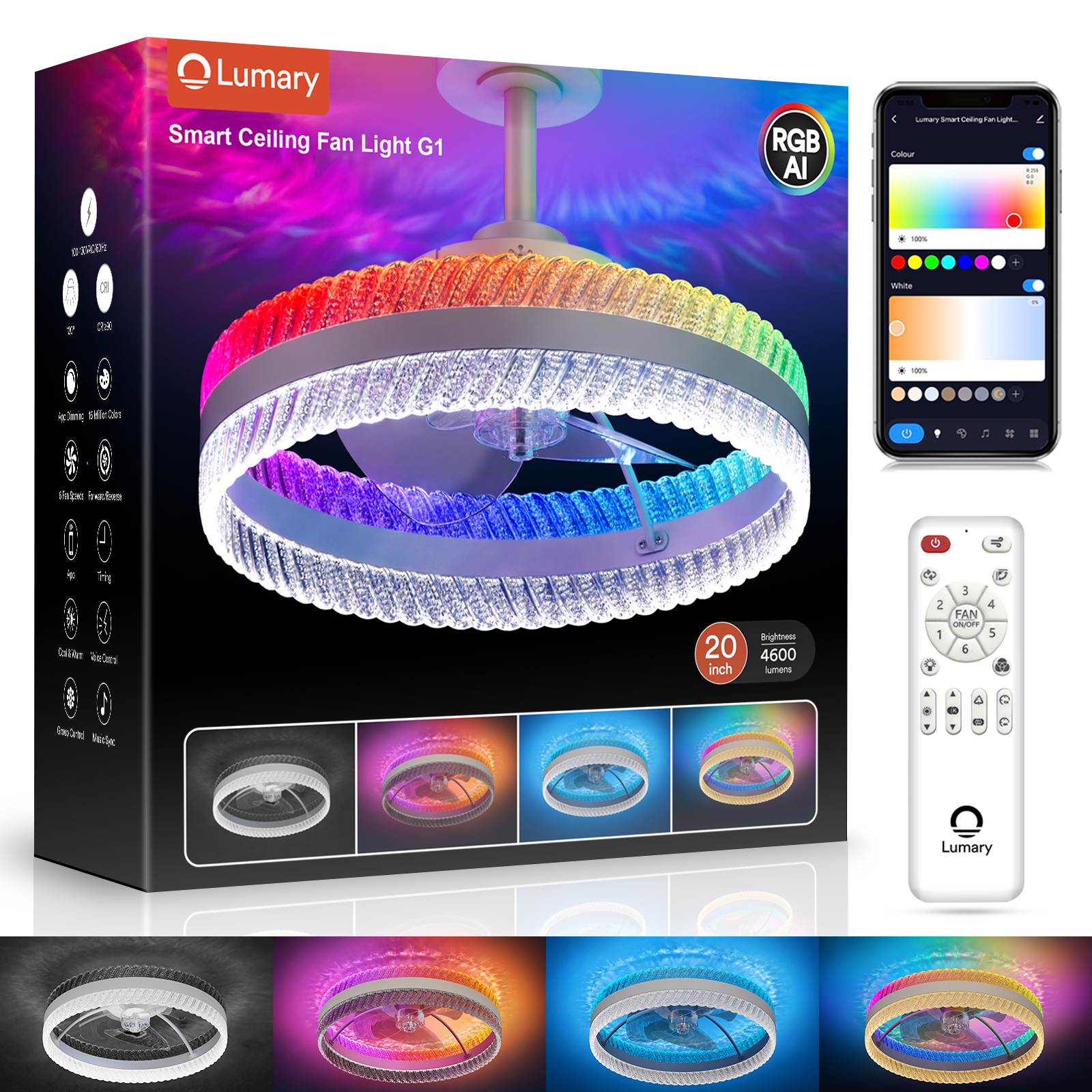 Lumary Smart Ceiling Fans with Lights G1