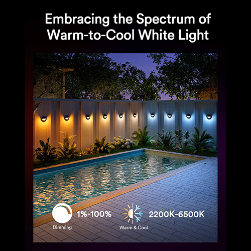 Warm-to-cool white light spectrum from Lumary Deck Lights with dimming options.