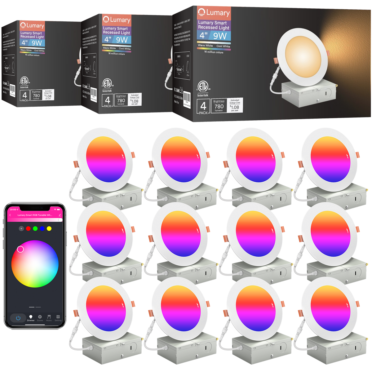 Lumary WiFi Smart Recessed Light Color Changing LED Recessed