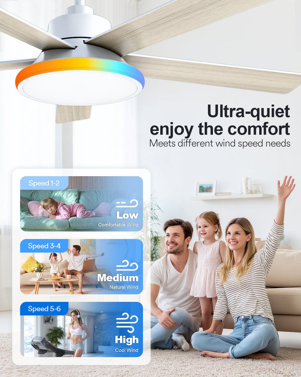 Lumary 52" Smart Ceiling Fans with RGBAI Lights