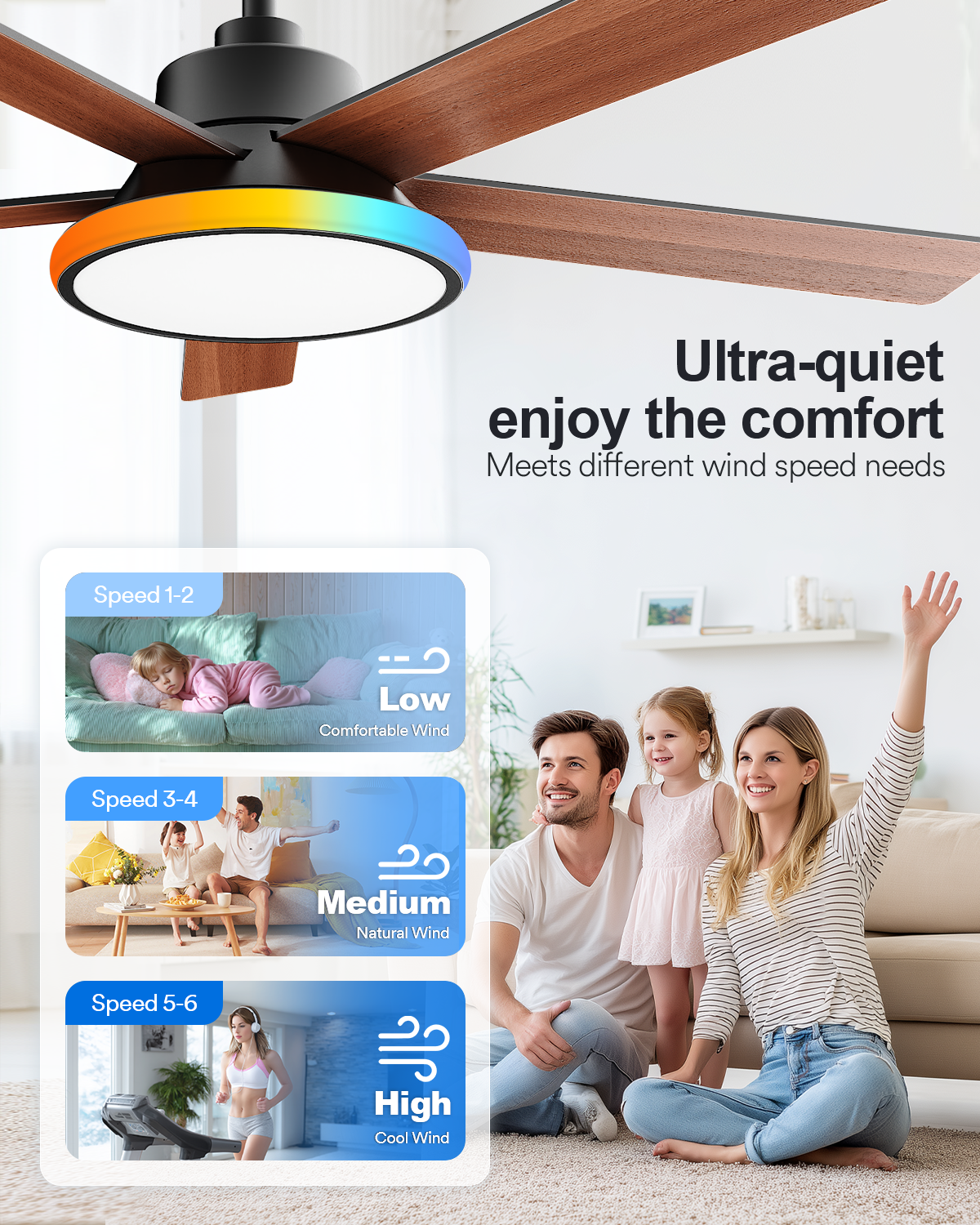 Lumary 52" Smart Ceiling Fans with RGBAI Lights