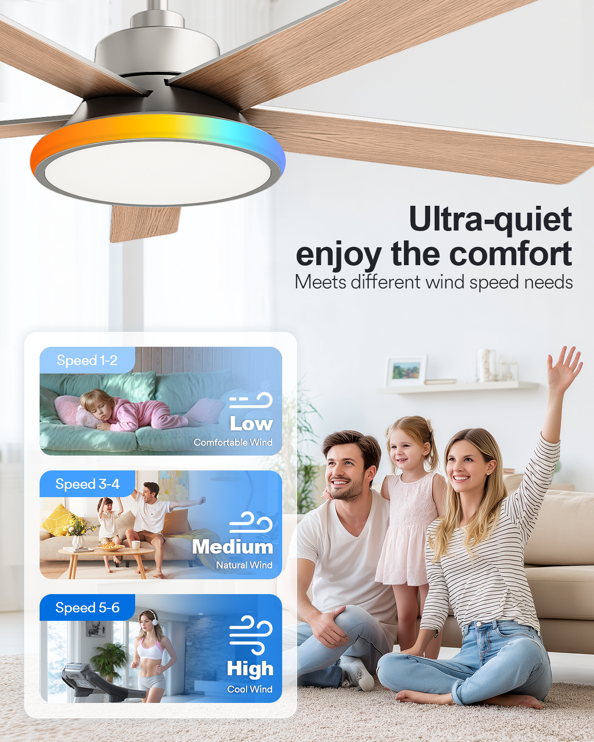 Lumary 52" Smart Ceiling Fans with RGBAI Lights
