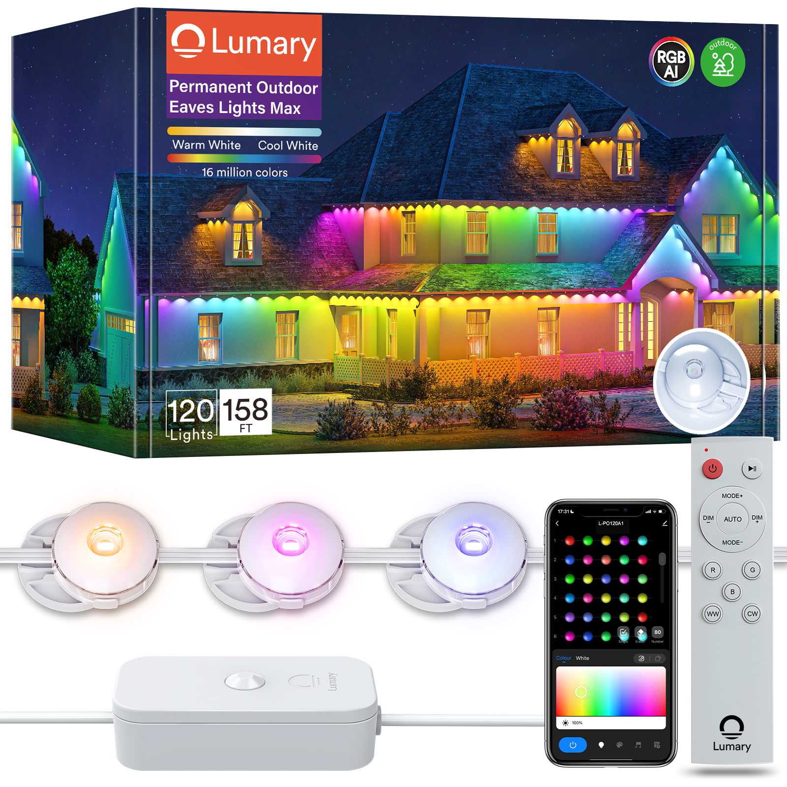 Smart Outdoor Permanent  Lights+Fan Lights+Neon Rope Lights