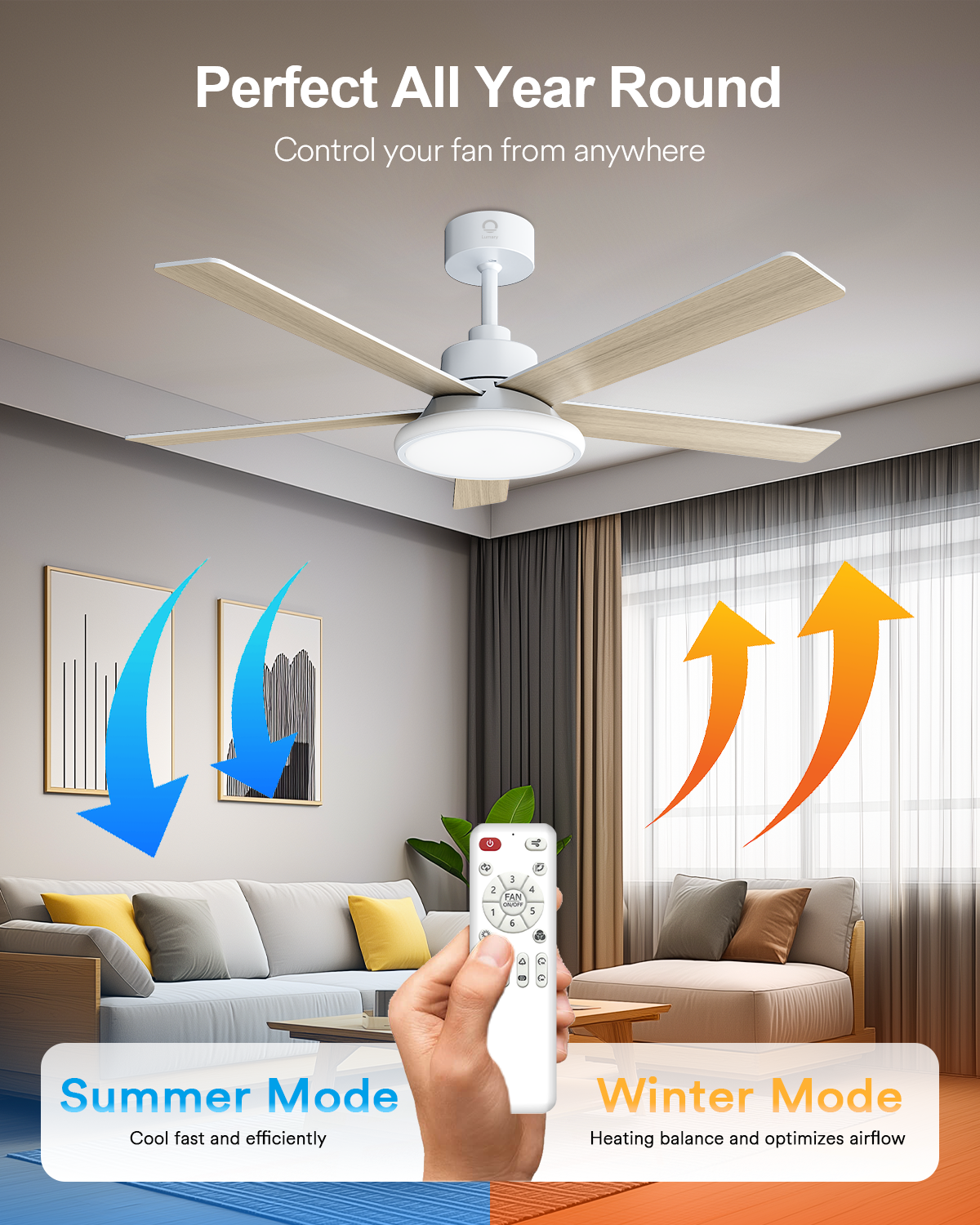 Lumary 52" Smart Ceiling Fans with RGBAI Lights