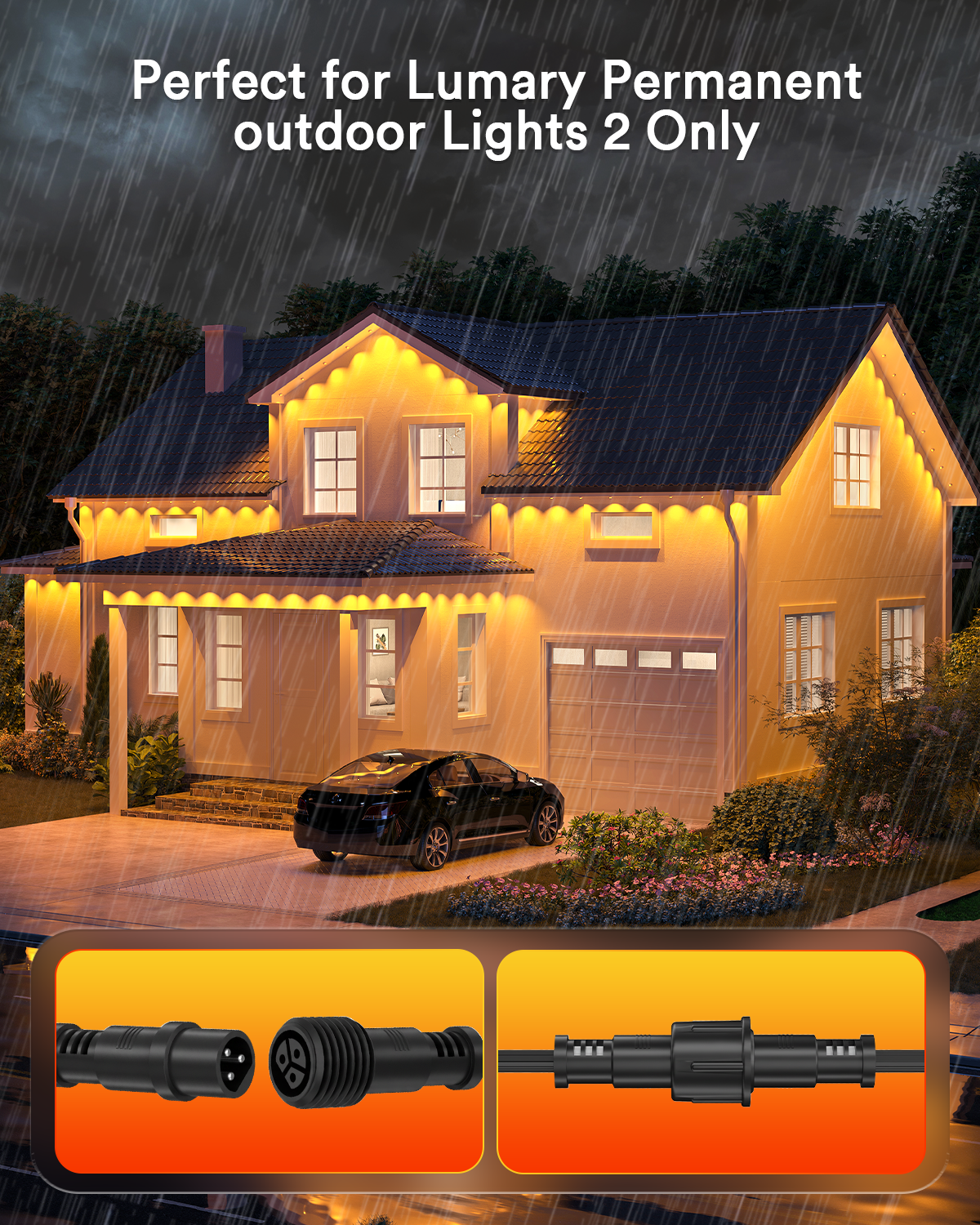 Lumary 12ft Extension Cord for Permanent Outdoor LIghts 2