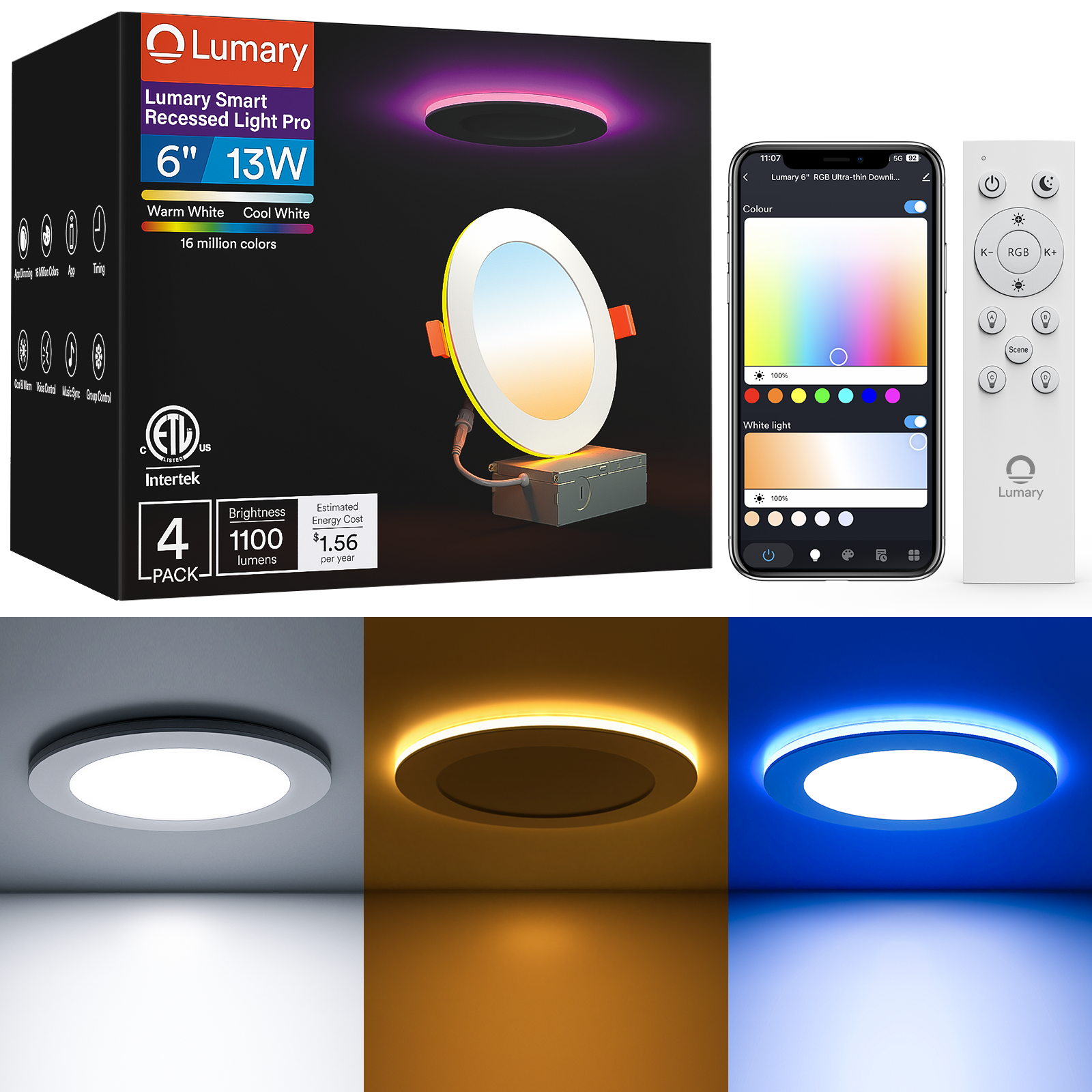 Lumary Smart Recessed Light Pro 6 Inch