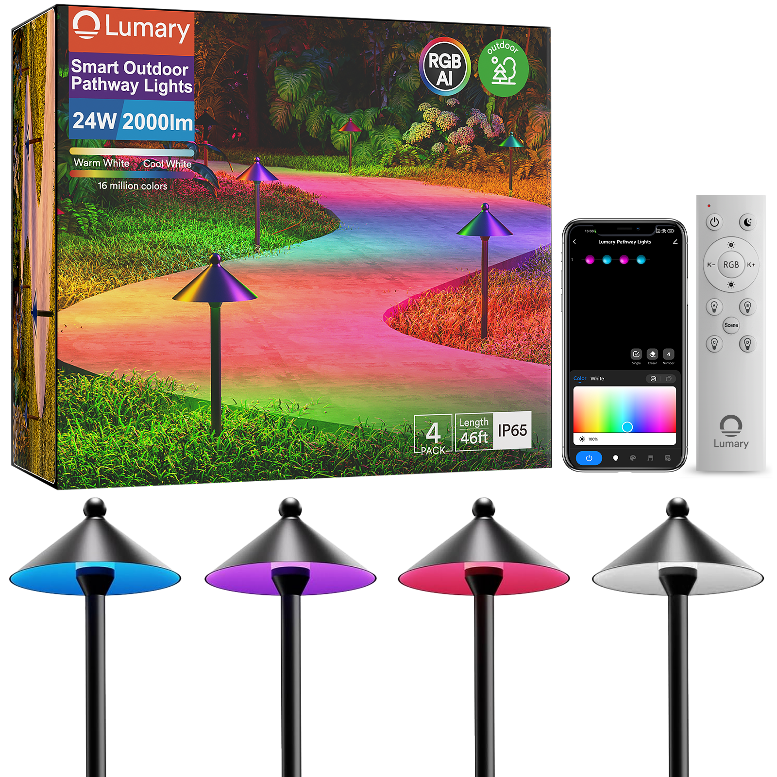 lumary smart outdoor pathway lights 2 (4 Pack)