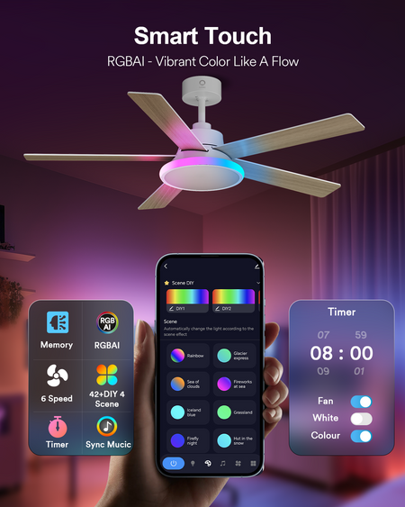 Lumary 52" Smart Ceiling Fans with RGBAI Lights