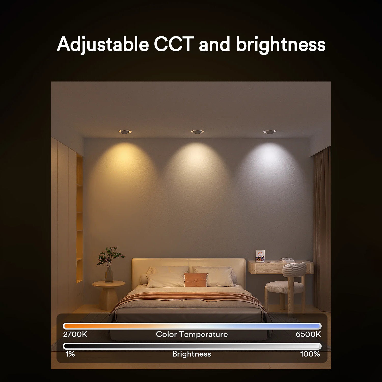 Lumary 4-inch Gimbal Light settings for adjustable color temperature and brightness