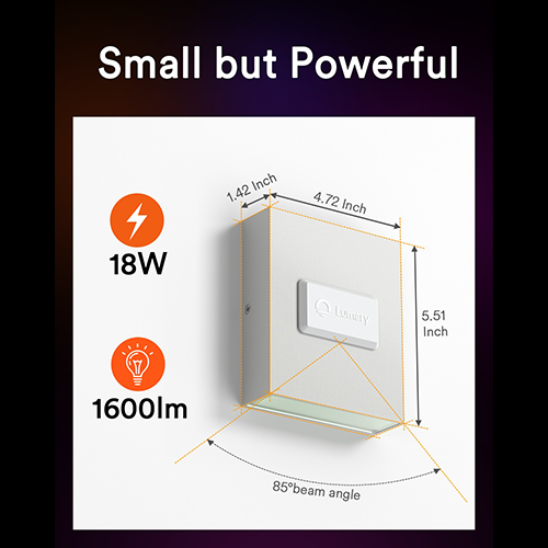 Dimensions and specifications of Lumary 18W wall sconce light