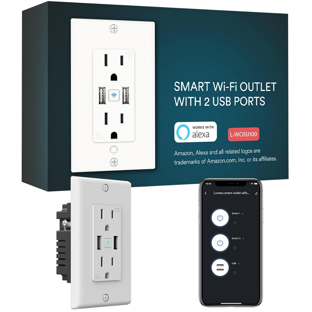 Lumary Smart Outlet Wall USB Charger Wi-Fi Power Socket