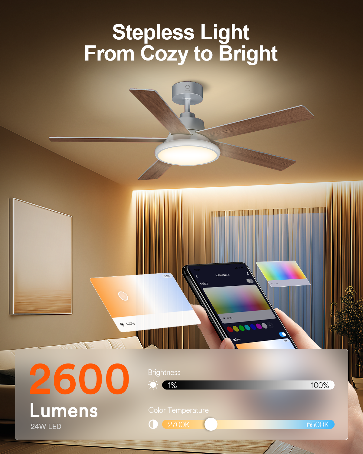 Lumary 52" Smart Ceiling Fans with RGBAI Lights