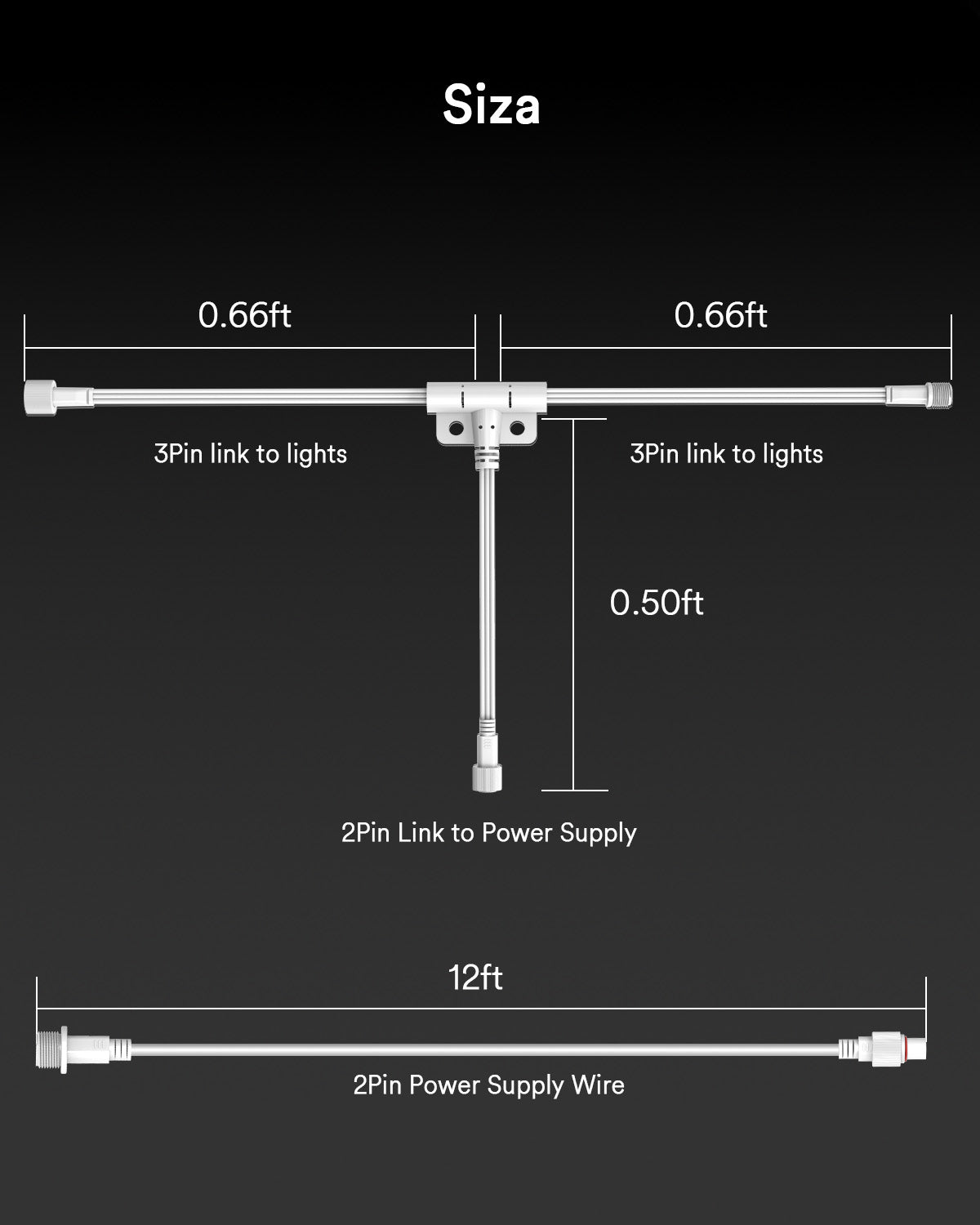 Lumary Power‑Injection T‑Connector with Wire Cable for Permanent Light 3
