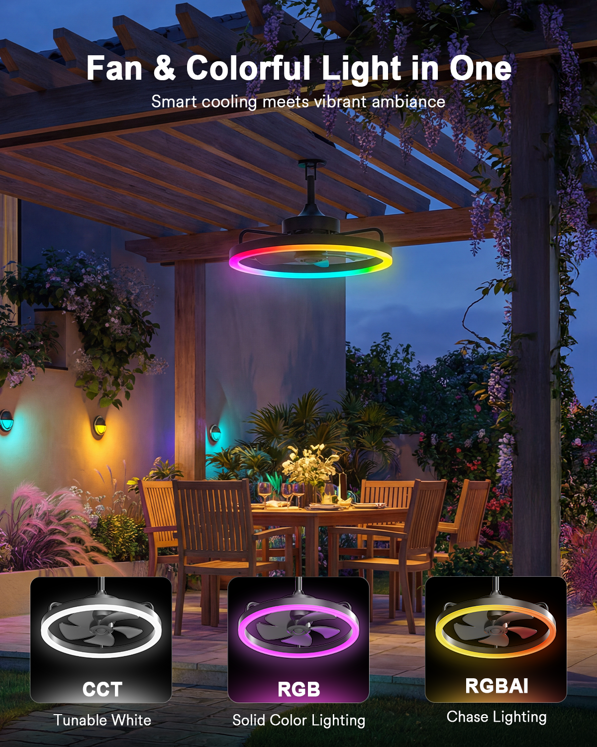 Lumary Smart Outdoor Ceiling Fan with Light