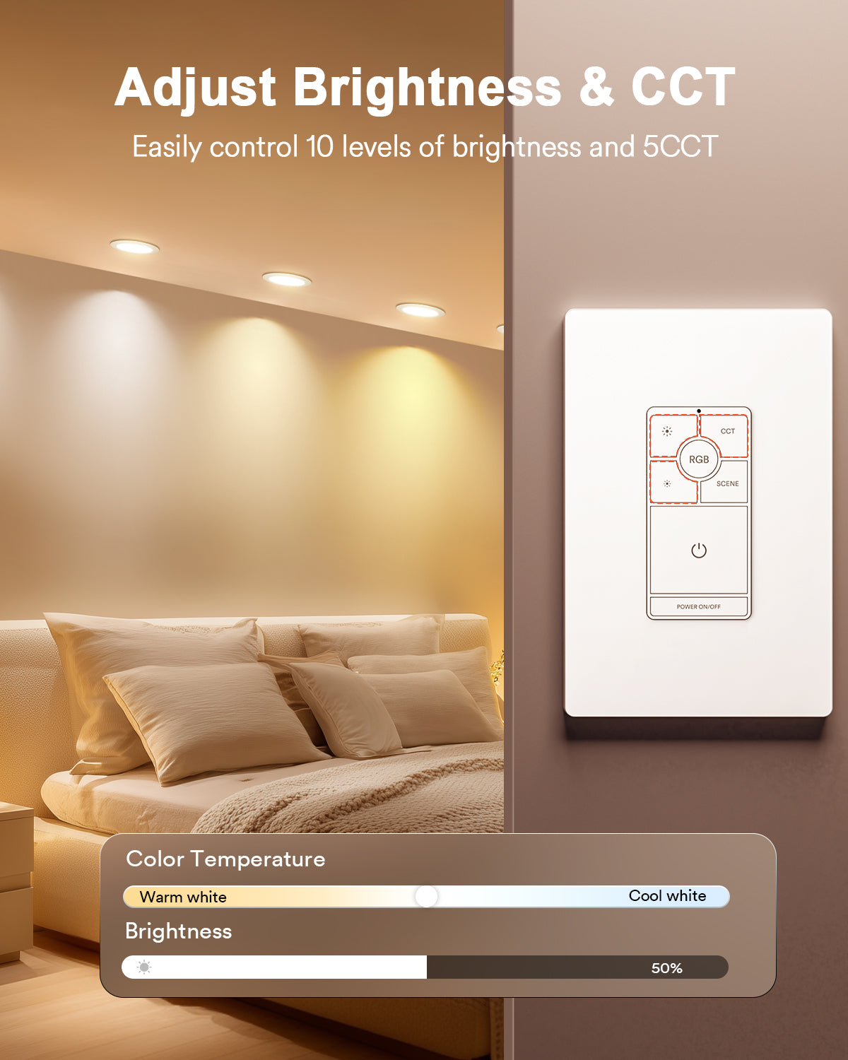 Lumary 4 Inch Smart WiFi Gimbal Recessed Lighting with Dimmer Light Switch