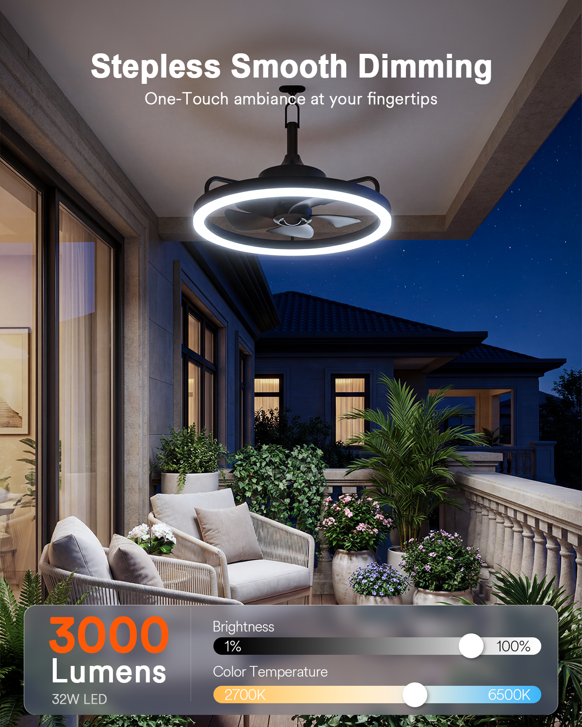 Lumary Smart Outdoor Ceiling Fan with Light