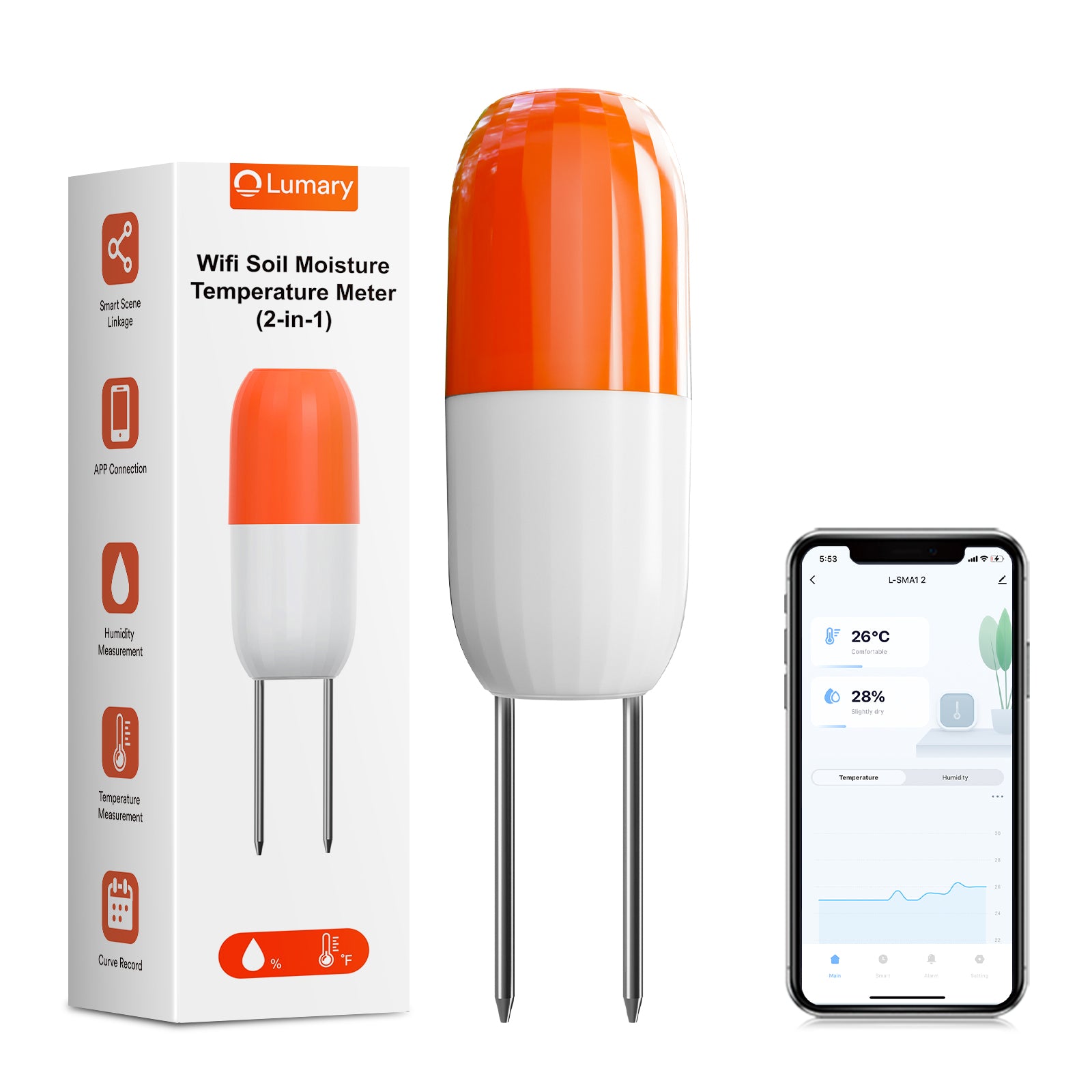 wireless soil moisture meter Lumary Wireless WiFi Moisture/Temperature Soil Meter