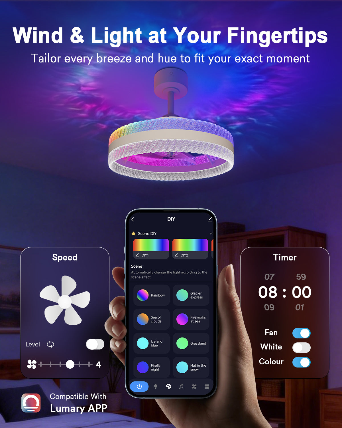 Lumary Smart Ceiling Fans with Lights G1