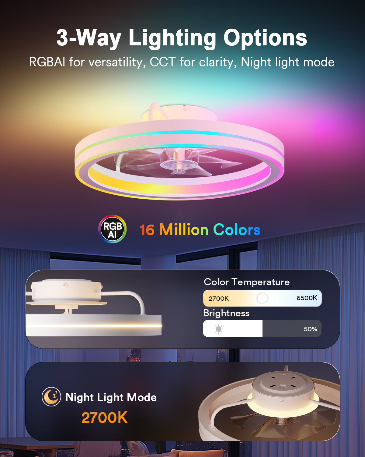 Lumary Smart LED  Fan with Night Light