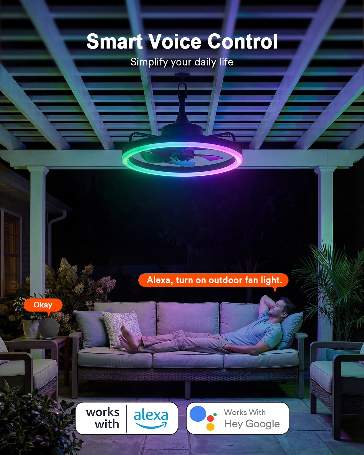 Lumary Smart Outdoor Ceiling Fan with Light