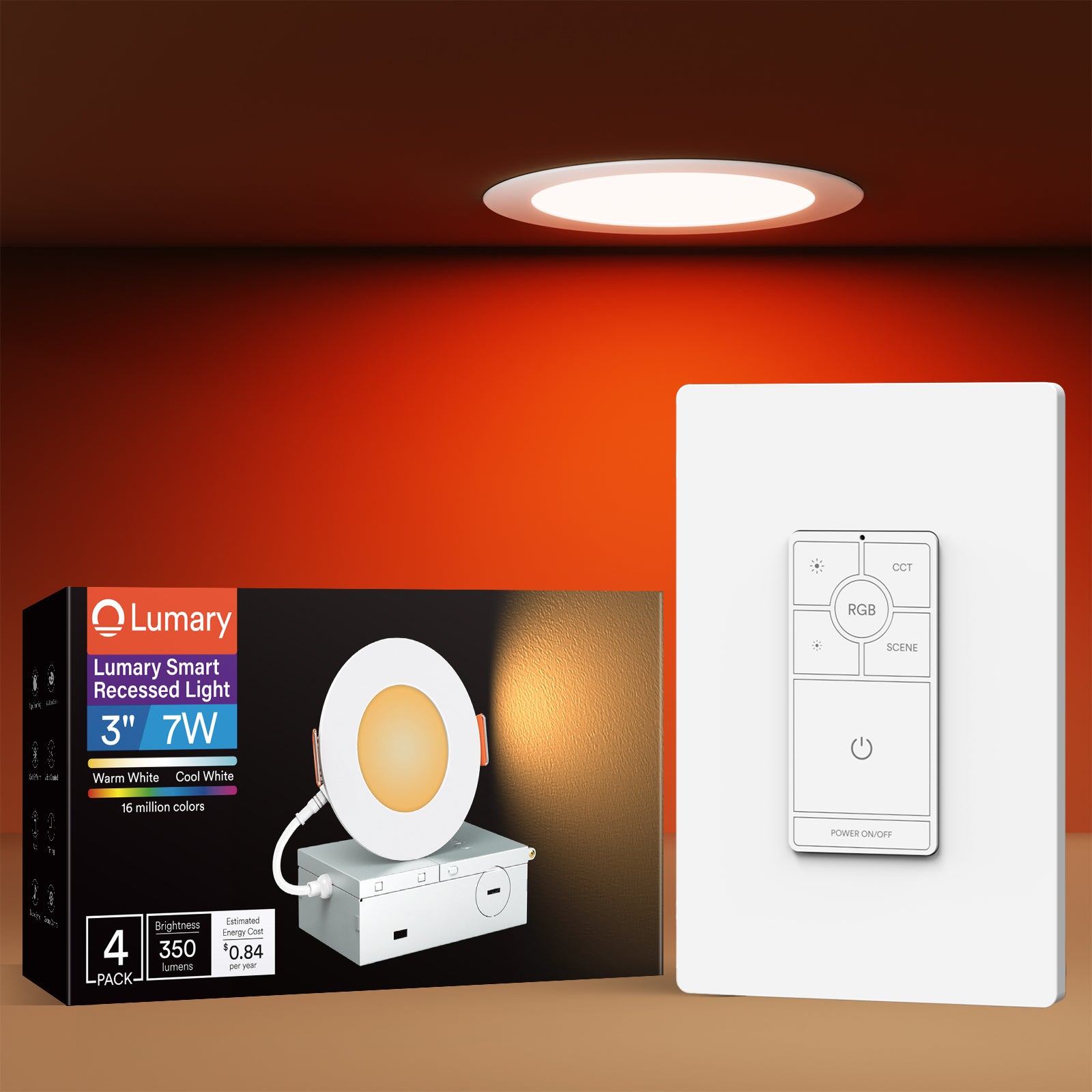 Lumary 3 Inch Smart LED Recessed Light with Dimmer Light Switch