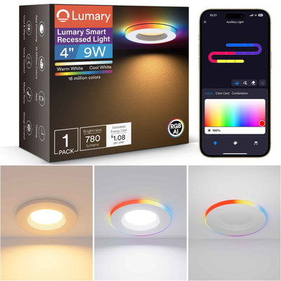 Lumary Smart RGBAI Can Light with Gradient Accent Night Light 4 inch 9W 780lm