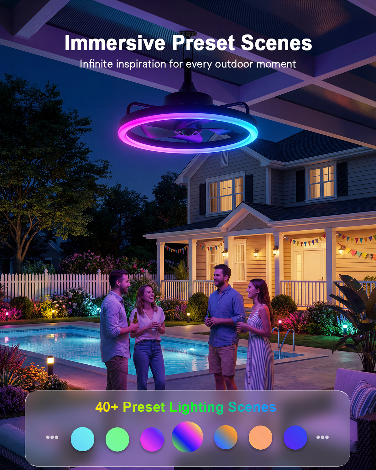 Lumary Smart Outdoor Ceiling Fan with Light