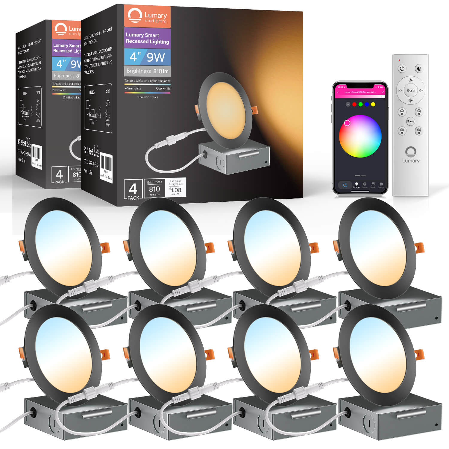 Lumary Smart LED Disk Light Color Changing Surface Mount Lights RGBWW ...