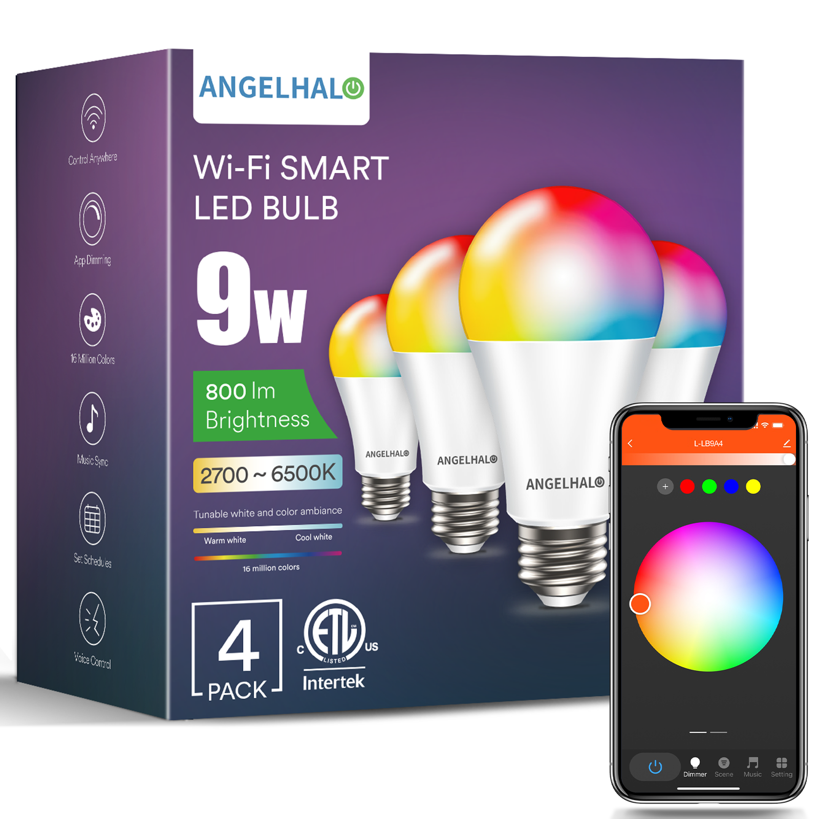 ANGELHALO Smart Light Bulbs