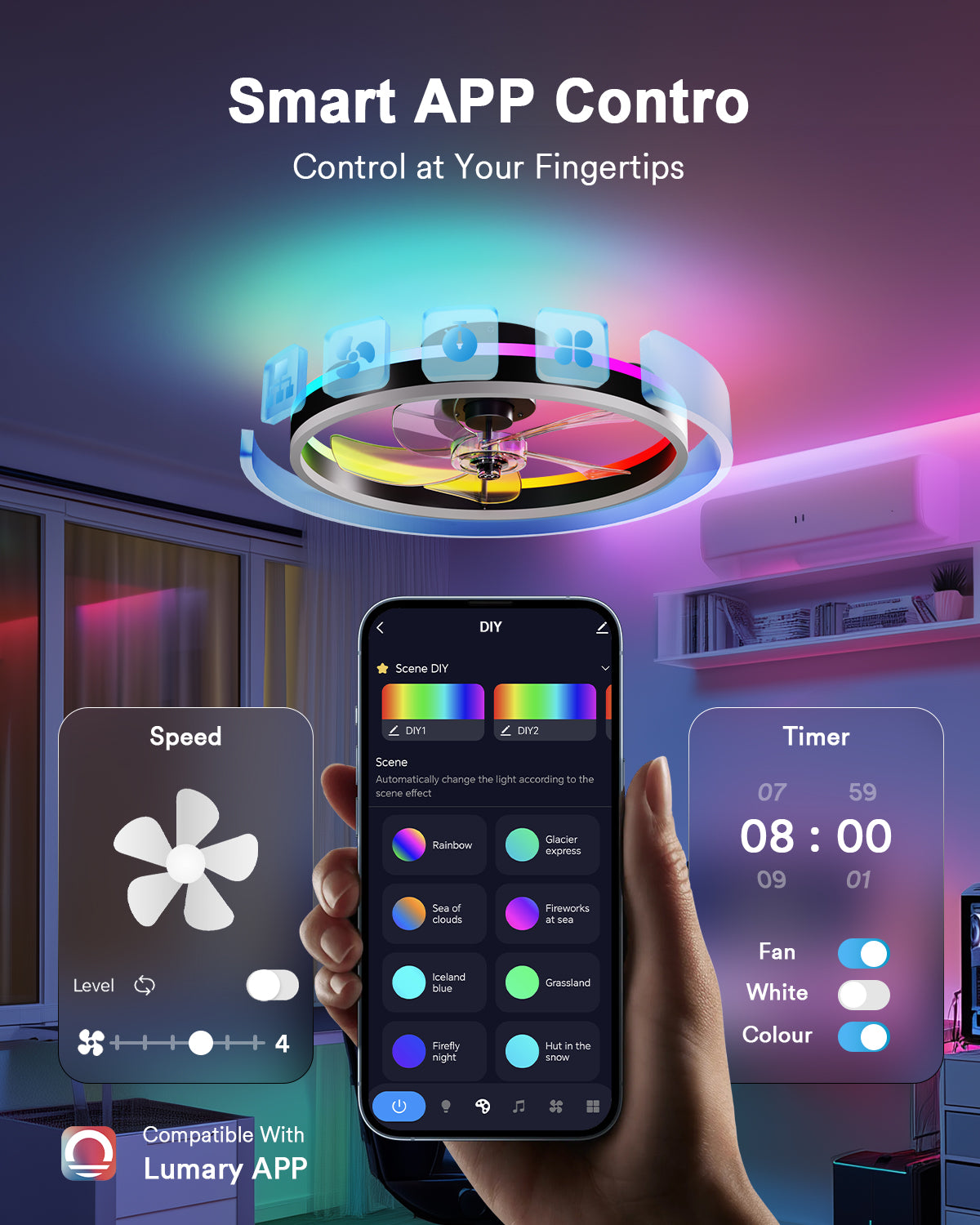 Lumary Smart Ceiling Fans with Lights