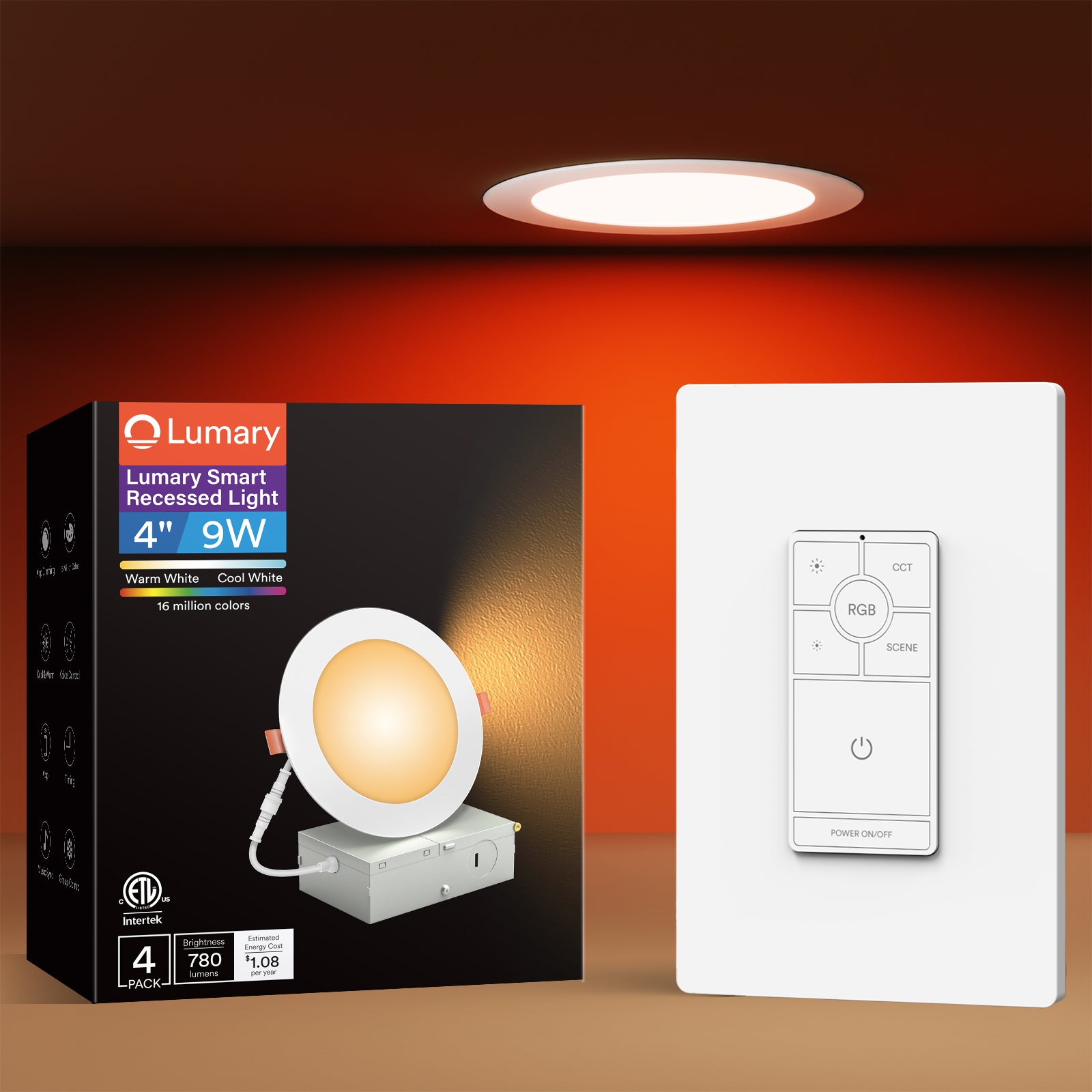 Lumary 4 Inch Smart WiFi Recessed Lights, Dimmer Light Switch