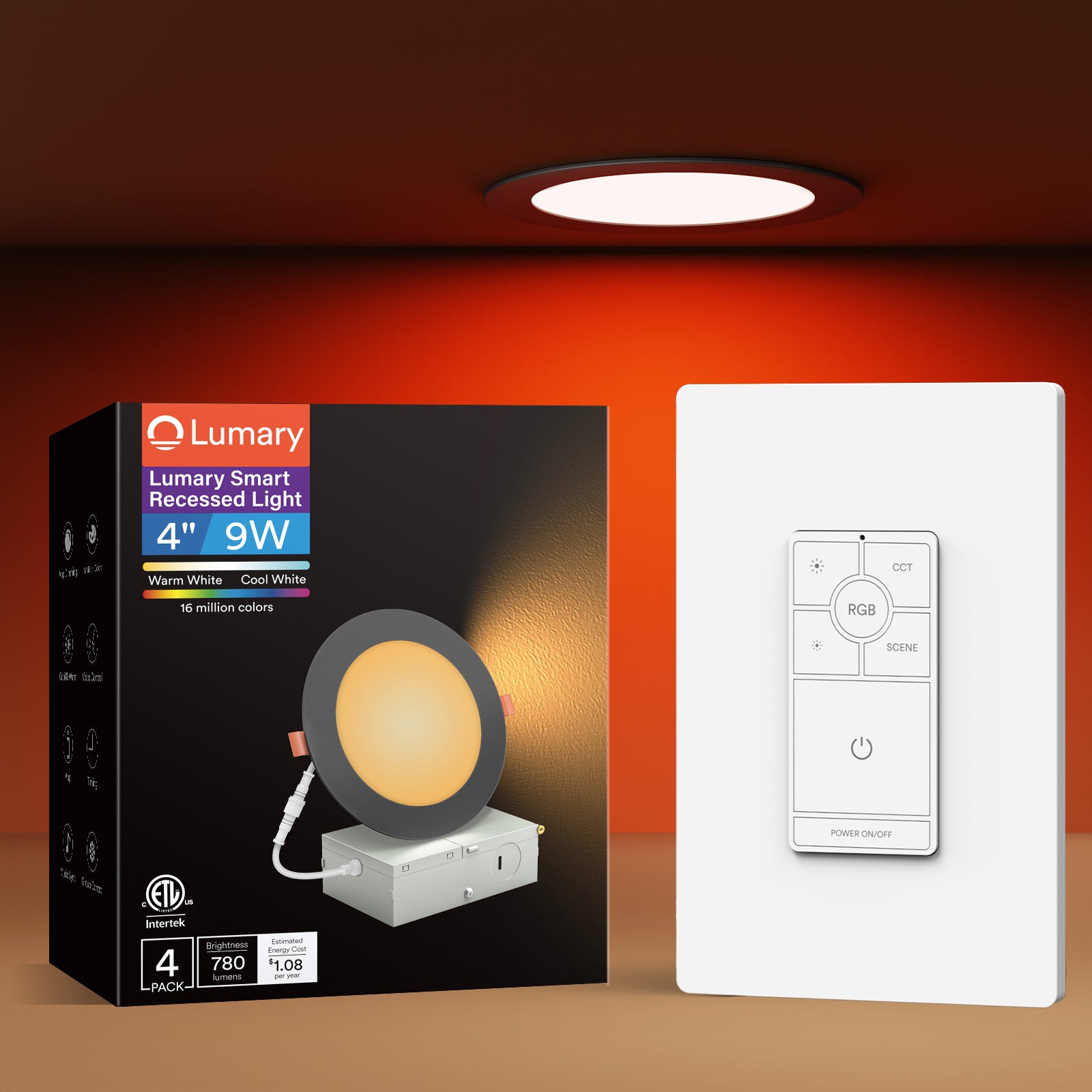 Lumary 4 Inch Smart WiFi Recessed Lights, Dimmer Light Switch