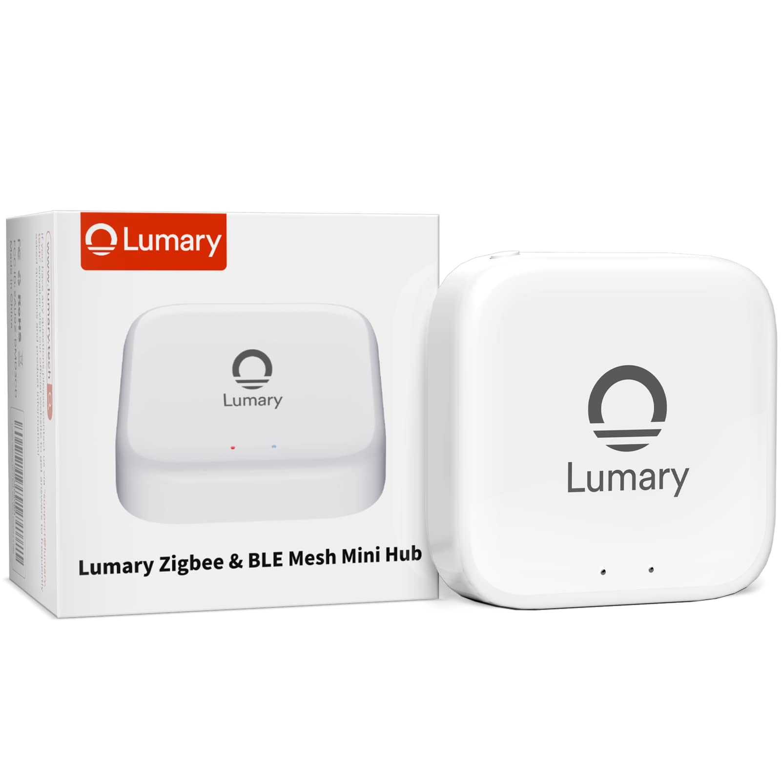 Lumary Zigbee & BLE Mini Hub next to its packaging