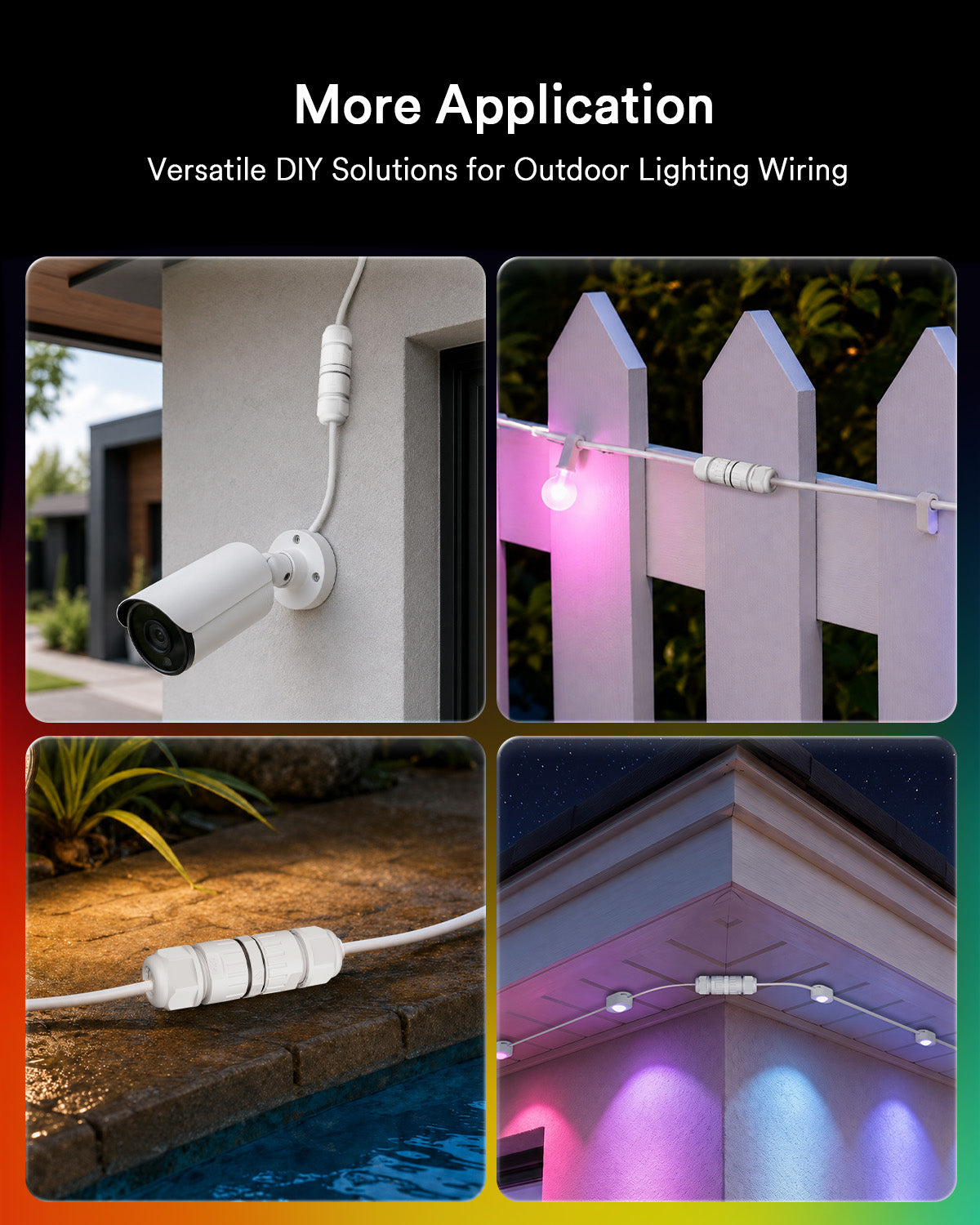 Lumary Waterproof 3PIN Wire Connector for Permanent Outdoor Lights（2Pack）