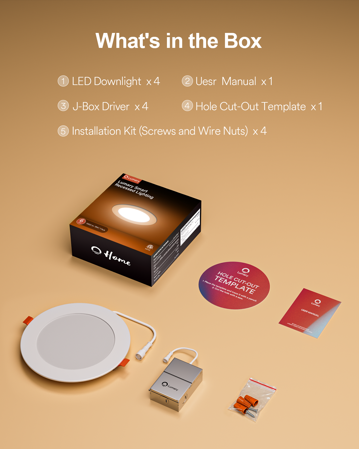 Lumary Wi-Fi Smart Canless Recessed Lighting 6 inch 4 PCS